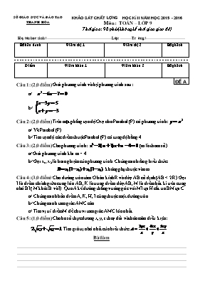 Khảo sát chất lượng học kì II năm học 2015 - 2016 môn Toán lớp 9